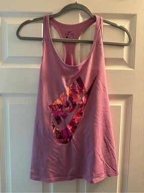Nike Pink Dri-FIT Racerback Tank with Graphic Swoosh
